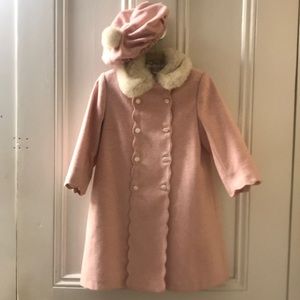 A Sarah Louise pink and white tweed pea coat